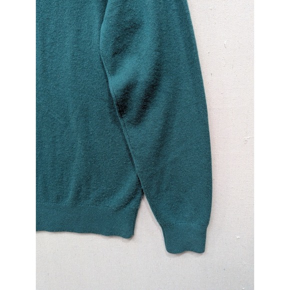 J. Crew 100% Cashmere Polo Shirt Mens Long Sleeve Green Casual Sweater Size L - Picture 9 of 15